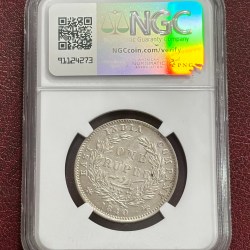 Alternative view of NGC 1840 One Rupee Divided Legend Silver AU58 Graded Coin Rare #1