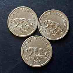 British India King and emperor George vi Denominaton 1₹ Year 1947 Same and similar piece available