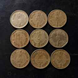 Republic India Denominaton 1₹ Set of 9 pieces of 9 different variety Metal copper nickel Same and similar piece available