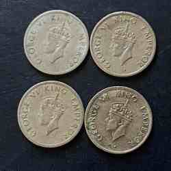 Alternative view of British India King and emperor George vi Denominaton 1/4₹ Year 1947 Same and similar piece available