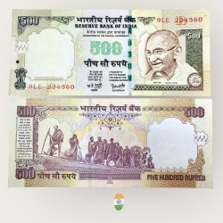 I30 Rs 500 India Banknote Signature Series Signed by Y V Reddy Inset R 2008 Issue UNC Unique and Rare