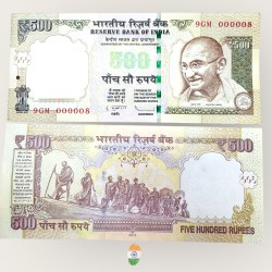I48 Rs 500 India Banknote Signature Series Signed by Subharao Inset Plain 2013 Issue UNC Unique and Rare
