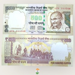 I57 Rs 500 India Banknote Signature Series Signed by Raghuram Rajan Inset Plain 2015 Issue UNC Unique and Rare