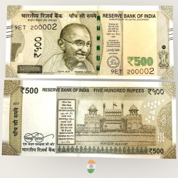 I77 Rs 500 India Banknote Signature Series Signed by Urjit Patel Inset L 2017 Issue UNC Unique and Rare