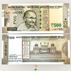 I81 Rs 500 India Banknote Signature Series Signed by Urjit Patel Inset B 2018 Issue UNC Unique and Rare