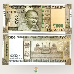 I83 Rs 500 India Banknote Signature Series Signed by Urjit Patel Inset F 2018 Issue UNC Unique and Rare