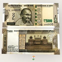 I86 Rs 500 India Banknote Signature Series Signed by Urjit Patel Inset S 2018 Issue UNC Unique and Rare