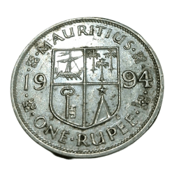 MAURITIUS Cu/Ni ONE RUPEE Year 1994 Sir Seewoosagur Ramgoolam **SCARE** Collectable Grade.