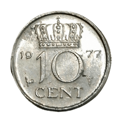 NETHERLANDS Nickel 10 CENTS Year 1997 JULIANA KONINGIN in High UNC Grade.