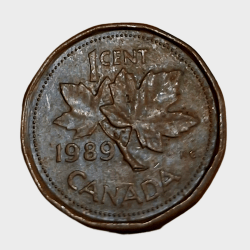 Alternative view of CANADA Bronze ONE CENT Year 1989 and Year 1995 Queen ELIZABETH-II "Young & Mature" Portraits SET 2 Coins are in Collectable Grades.