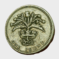 UNITED KINGDOM Brass ONE POUND Year 1984 Queen ELIZABETH-II in Used Condition.