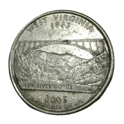 UNITED STATES OF AMERICA Cu/Ni COMMEMORATIVE Issue ONE QUARTER DOLLAR Year 2005 on West Virginia **SCARE** High AUNC Grade.