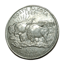 UNITED STATES OF AMERICA Cu/Ni COMMEMORATIVE Issue ONE QUARTER DOLLAR Year 2006 on North Dakota **SCARE** High AUNC Grade.