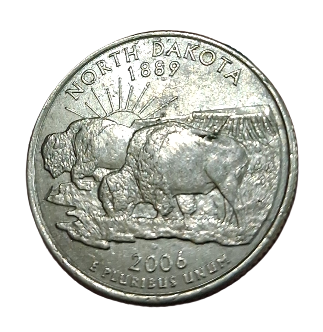 UNITED STATES OF AMERICA Cu/Ni COMMEMORATIVE Issue ONE QUARTER DOLLAR Year 2006 on North Dakota **SCARE** High AUNC Grade.