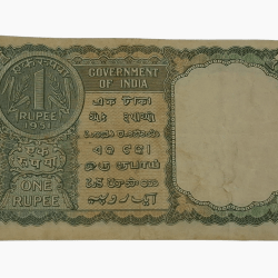 Alternative view of One Rupee Old BIG COIN Year 1951 Sign K.G AMBEGAONKAR Green Color **V. SCARE** High Collectable Grade.