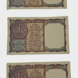 Alternative view of One Rupee Old Issue Sign S.BHOOTLINGAM Year 1965 Serially 3 Notes "0" Prefix **RARE** UNC Grades.