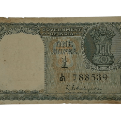 One Rupee Old BIG COIN Floral Motif Design Sign K.G AMBEGAONKAR Green Color **RARE** High Collectable Grade.