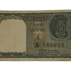 One Rupee Old FLORAL MOTIF Design FIRST 1st Issue K.R K MENON **EX-RARE** High Collectable Grade.
