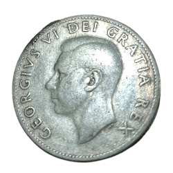 Alternative view of CANADA Silver 25 CENTS Year 1952 King GEORGE-VI in High Collectable Grade.