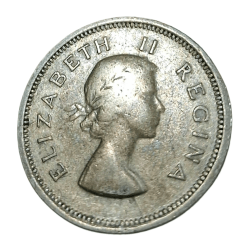 Alternative view of SOUTH AFRICA Silver 1 SHILLING Year 1955 Queen ELIZABETH-II **SCARE** Collectable Grade.