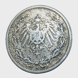 Alternative view of GERMANY Silver 1/2 MARK Year 1905 WILHELM II in Collectable Grade.