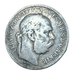 HUNGARY Silver 1 KORONA Year 1895 Saint Stephen's Crown **RARE** Collectable Grade.