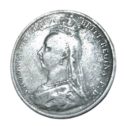 Alternative view of Great Britain UNITED KINGDOM Silver SIX PENCE Year 1891 Queen VICTORIA DEI GRATIA Weight= 3.01g **RARE** High Collectable Grade.