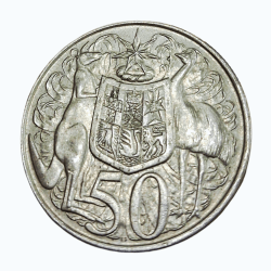 AUSTRALIA Silver 50 CENTS Year 1966 Queen ELIZABETH-II Weight= 13.3g, Diameter= 31.65mm CROWN Size **V.RARE** High UNC Grade.