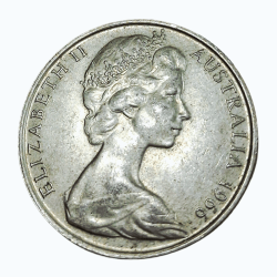 Alternative view of AUSTRALIA Silver 50 CENTS Year 1966 Queen ELIZABETH-II Weight= 13.3g, Diameter= 31.65mm CROWN Size **V.RARE** High UNC Grade.
