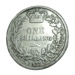 GREAT BRITAIN Silver ONE SHILLING Year 1877 Queen VICTORIA DEI GRATIA Diameter= 23.50mm **V.SCARE** High Collectable Grade.