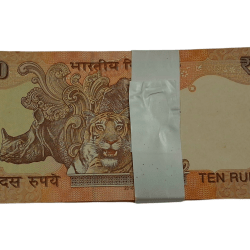 Alternative view of 10 RUPEES Gandhi Year 2016 "U" Inset RAGHURAM RAJAN Small Digits 100 Notes COMPLETE SERIAL BUNDLE in UNC Grade.