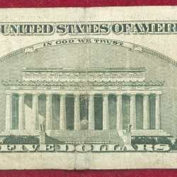 Alternative view of United States 5 Dollars RARE NOTE #B-2