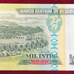 Alternative view of Peru 1000 Intis GEM UNC RARE NOTE