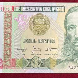 Peru 1000 Intis GEM UNC RARE NOTE