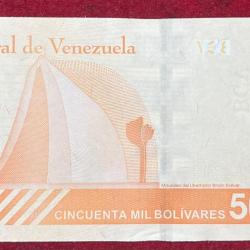 Alternative view of Venezuela 50 000 Bolívares GEM UNC RARE NOTE