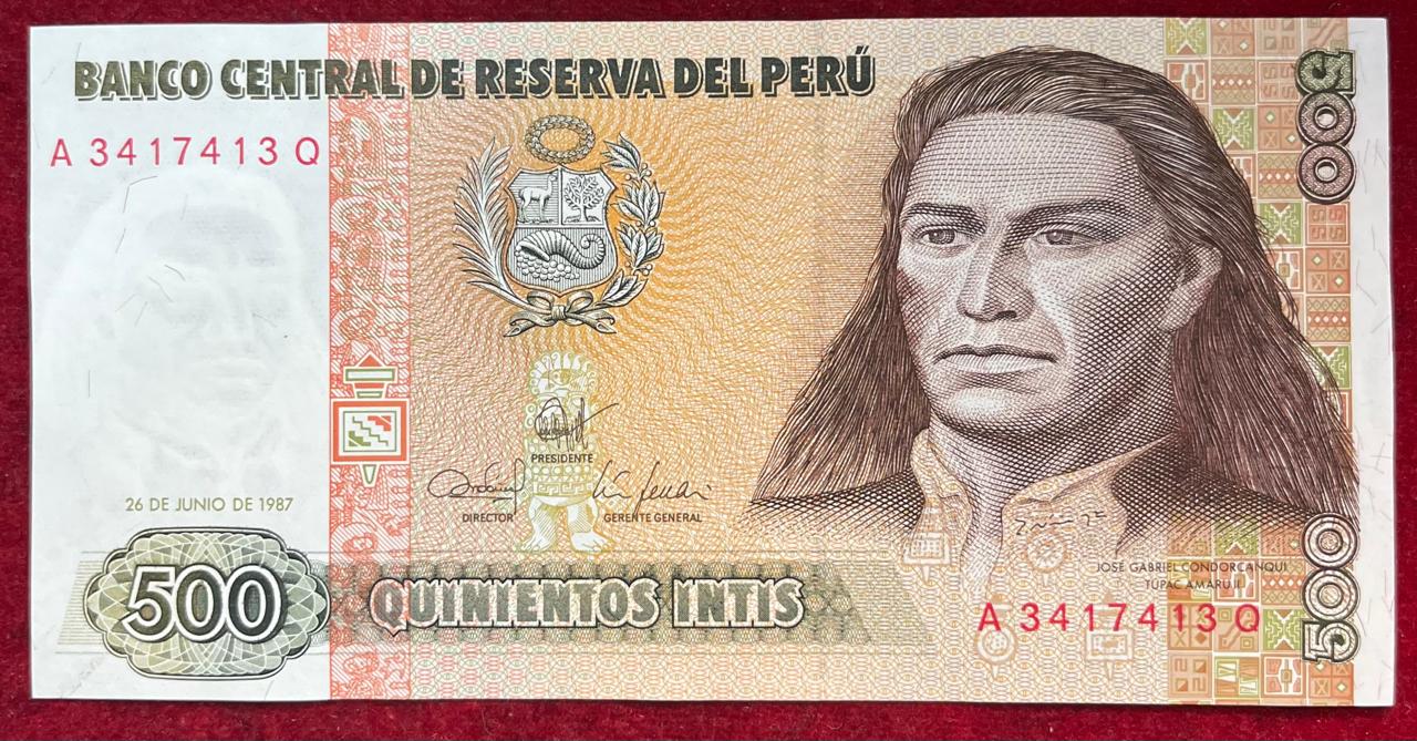 Peru 500 Intis GEM UNC RARE NOTE