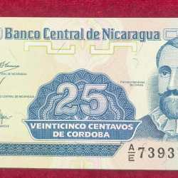 DE NICARAGUA 25 VEINTICINCO CENTAVOS GEM UNC RARE NOTE