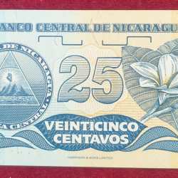 Alternative view of DE NICARAGUA 25 VEINTICINCO CENTAVOS GEM UNC RARE NOTE