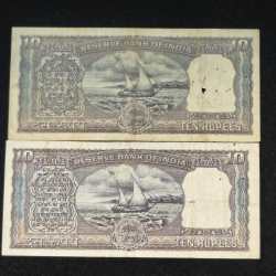Alternative view of 10 RUPEES DIAMOND ISSUE GOVERNOR L.K JHA AND P.C. BHATTACHARYA RARE ( 2 PCS SET)