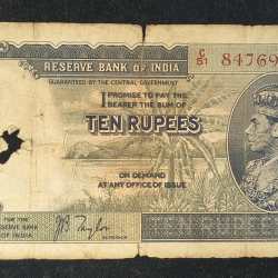 10 RUPEES GEORGE VI GOVERNOR J.B.TAYLOR BUYER WILL RECEIVE SAME CONDITION NOTE AS PER IMAGE