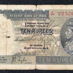 10 RUPEES GEORGE VI GOVERNOR J.B.TAYLOR BUYER WILL RECEIVE SAME CONDITION NOTE AS PER IMAGE