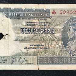 10 RUPEES GEORGE VI GOVERNOR J.B.TAYLOR BUYER WILL RECEIVE SAME CONDITION NOTE AS PER IMAGE