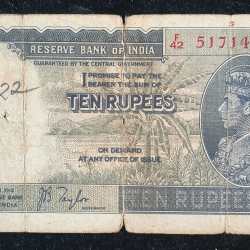 10 RUPEES GEORGE VI GOVERNOR J.B.TAYLOR BUYER WILL RECEIVE SAME CONDITION NOTE AS PER IMAGE