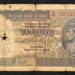 10 RUPEES GEORGE VI GOVERNOR J.B.TAYLOR BUYER WILL RECEIVE SAME CONDITION NOTE AS PER IMAGE