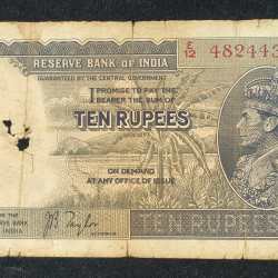 10 RUPEES GEORGE VI GOVERNOR J.B.TAYLOR BUYER WILL RECEIVE SAME CONDITION NOTE AS PER IMAGE