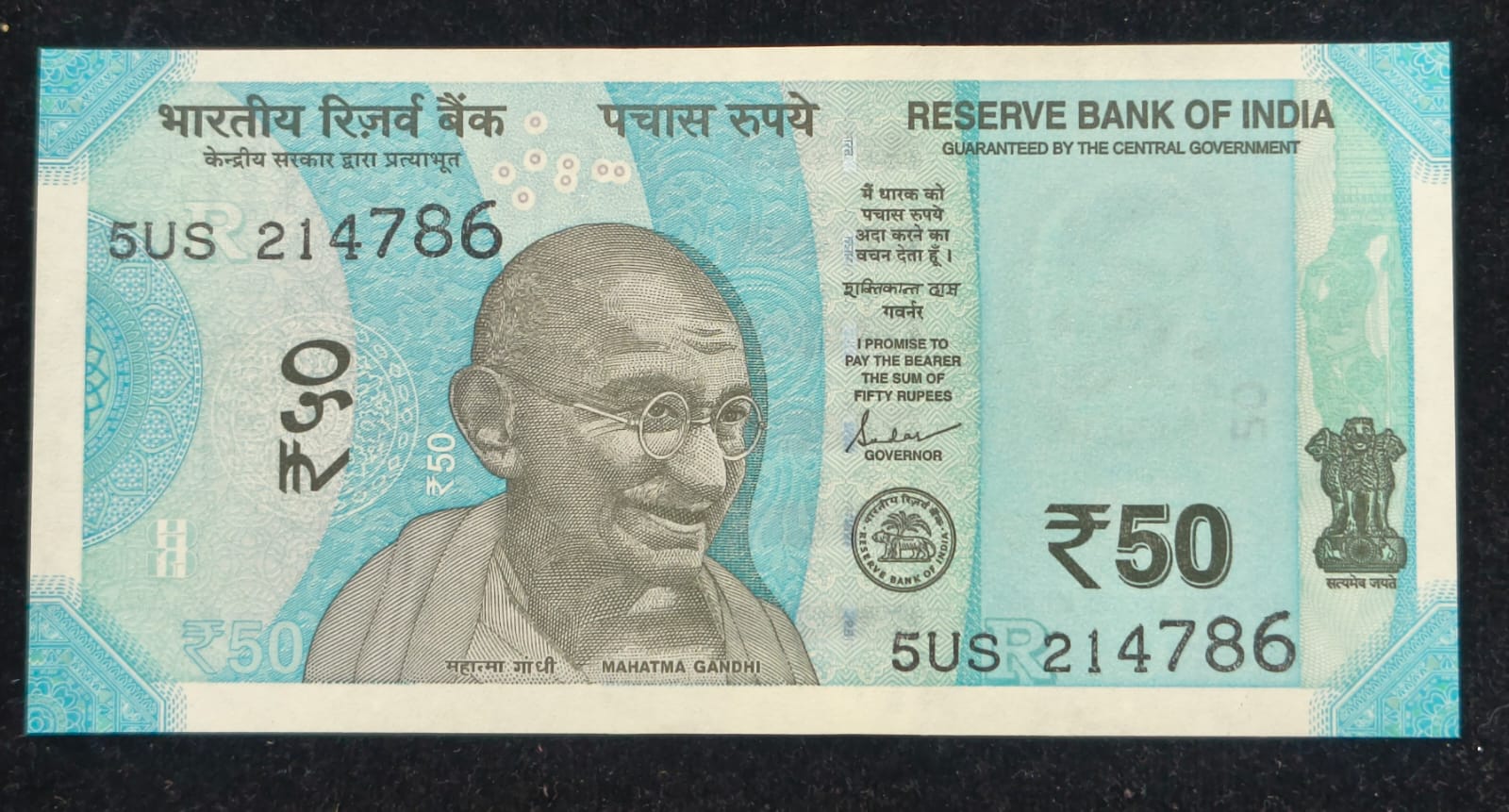 214786 FANCY NUMBER RARE 50 RUPEES GEM UNC NOTE