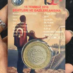 Alternative view of TURKEY 1 TURK LIRA COMMEMORATIVE RARE BIMETALLIC MINT PACK ATM CARD COIN