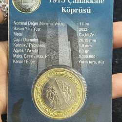 Alternative view of TURKEY 1 TURK LIRA COMMEMORATIVE RARE BIMETALLIC MINT PACK ATM CARD COIN