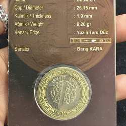 Alternative view of TURKEY 1 TURK LIRA COMMEMORATIVE RARE BIMETALLIC MINT PACK ATM CARD COIN