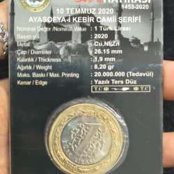 Alternative view of TURKEY 1 TURK LIRA COMMEMORATIVE RARE BIMETALLIC MINT PACK ATM CARD COIN